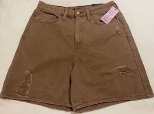 (Talla 2) Nuevo Target Wild Fable Bermudas de tiro alto marrón desgastado Denim Shorts - Imagen 1 de 10