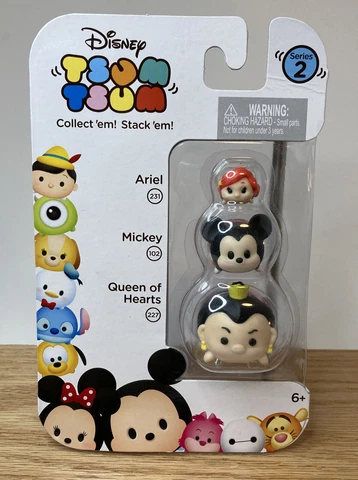 Disney Tsum Tsum 3 pack Series 2 Queen of Hearts Mickey Ariel Vinyl NEW Cover
