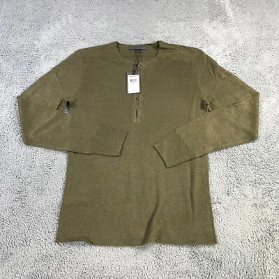 John Varvatos Sweater Mens Large L  Green Collection Luxury Henley  New $298 AS5 - Image 1 of 4