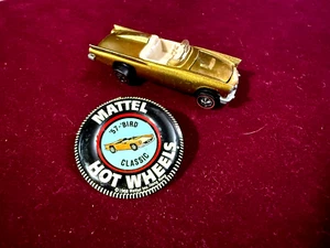 Hot Wheels 1968 Redline Gold Classic’57 Bird, OriginaL WITH BUTTON - Picture 1 of 9