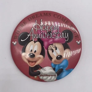 Disney Button Happy Anniversary Mickey Minnie Marriage Pin Walt Disney World - Picture 1 of 4