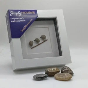 Birds Pebble Art Mini Box Frame Picture from Simply Mourne - White Frame - Picture 1 of 1