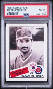 Peoria Chiefs 1988 RAFAEL PALMEIRO Cubs Team Issue RC Rookie Minor League PSA 8 - Imagen 1 de 2