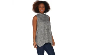 Colección Lisa Rinna Sin Mangas Falso Cuello Swing Top Hthr Char M A305056 QVC J - Imagen 1 de 3