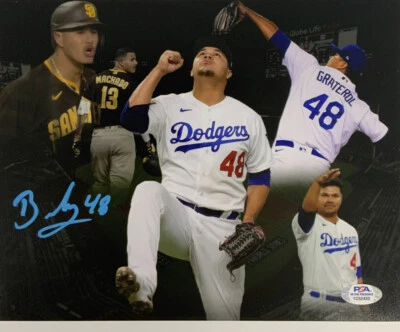 BRUSDAR GRATEROL DODGERS SIGNED 8X10 WITH MANNY MACHADO PHOTO EDIT PSA - Image 1 of 3