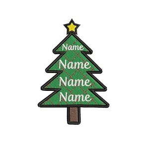 CUSTOM "YOUR NAME" Personalized Christmas Stocking Tag Embroidered Patch Tree - Picture 1 of 2