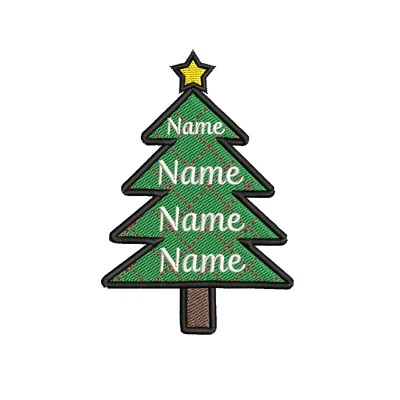 CUSTOM "YOUR NAME" Personalized Christmas Stocking Tag Embroidered Patch Tree - Image 1 of 2