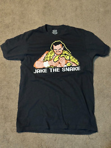 WWE/WWF T-SHIRT - USED Very Good Condition JAKE THE SNAKE 8-BIT
