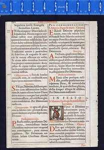 1626 Missal Leaf-Saints Martin & Theodore - Woodcut Initials on Both Sides - Picture 1 of 3