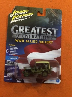 Johnny Lightning 1/64 Diecast WWII 2 Willys MB Jeep Mint on Card BX51 - Image 1 of 2