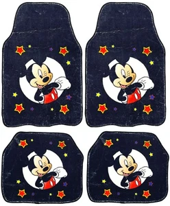 Mickey Mouse Super Soft Universal Fit Auto Car Floor Mats Carpet Set of 4 NEW - Foto 1 di 5
