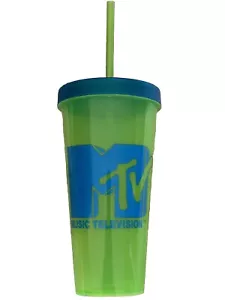 MTV 24oz Travel Tumbler With Lid & Straw BPA Free Music Television Drink  - Picture 1 of 4