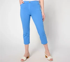 Susan Graver Reg Weekend Essential XL Blu Premium Stretch Slim Crop Pant A638800 - Picture 1 of 5