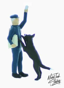 HO Maßstab Figur Postbote und Fido grobe Begrüßung gefürchteter Lieferant 1/87 Set - Bild 1 von 1