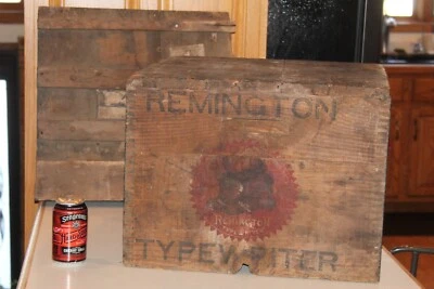 Vtg Antique Old Remington Typewriter Ship Crate Wood Wooden Box Advertising Sign - Image 1 of 4