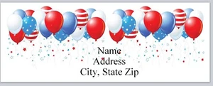 Personalized Return Address Labels US Flag Balloons (p 406) - Picture 1 of 3