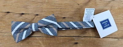 Nueva Corbata Janie and Jack Pajarita Talla 2 a 5 Gris Rayas Cuello Foto 1 de 4