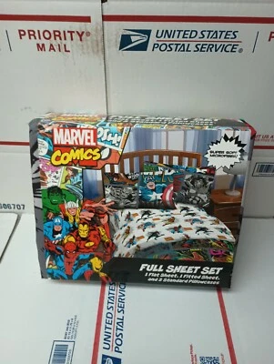 MARVEL COMICS FULL SHEET SET, FLAT SHEET, FITTED SHEET, 2 PILLOWCASES BRAND NEW - Image 1 of 3