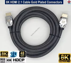 Cable Trenzado Premium Chapado en Oro 8K HDMI 2.1 48Gbps 4K@120 PS5 Xbox X SkyQ UHD - Imagen 1 de 12