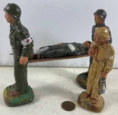 Camilla herida vintage 1950 J H Miller Chalkware soldado de la guerra de Corea  Foto 1 de 4