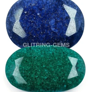 Massive 7000ct Emerald & Sapphire Oval Gems (2pcs) | Natural Color-Treated 5AIJ - Picture 1 of 10