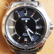 SEIKO V145-0AX0 Solar Titanium Men's Watch with Black Dial (JDM) Excellent