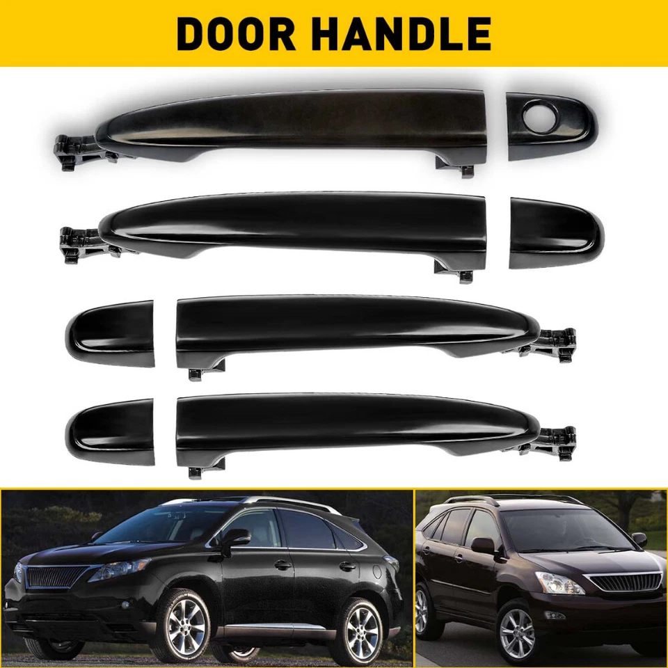 Set of 4 Exterior Door Handle Black Front & Rear Side For 2007-2011 Toyota Camry - Imagem 1 de 4