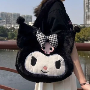 Bolso de Mano de Felpa Kuromi, Acogedor Bolso de Hombro Peludo Esponjoso Kawaii, Gran Capacidad - Imagen 1 de 4