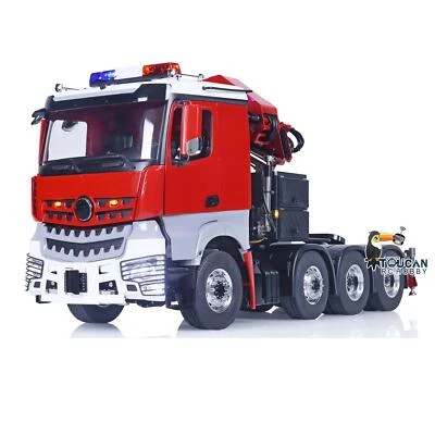 8x8 LESU 1/14 RC Tractor Truck Hydraulic Crane Model Metal Chassis Sound Light - Image 1 of 4