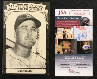 Duke Snider Signed All-Time Greats Postcard JSA AUTO Brooklyn/LA Dodgers HOF! - Image 1 of 4
