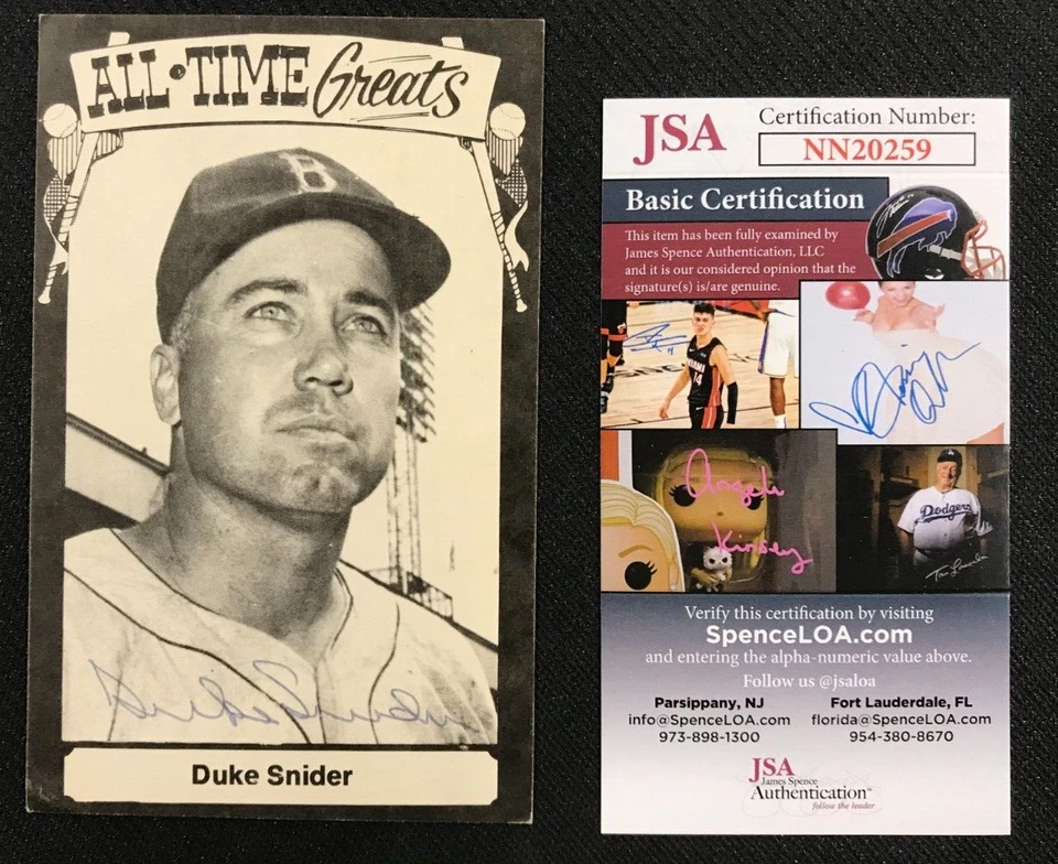 Duke Snider Signed All-Time Greats Postcard JSA AUTO Brooklyn/LA Dodgers HOF! - Image 1 of 4