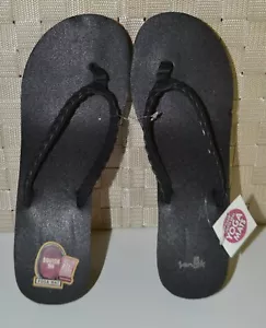 Sanuk, Flip Flops, schwarz, geflochten, aus Yogamatte, Größe 10 - Bild 1 von 7