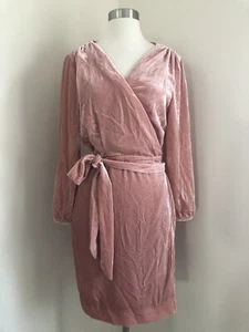 Neu JCrew Wickelkleid drapierter Samt Muschelrosa Gr. 14 K0145 - Bild 1 von 7