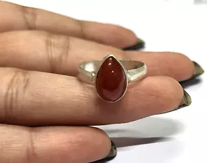 Anello vintage in argento tibetano a forma di goccia con pietra preziosa agat... - Foto 1 di 14