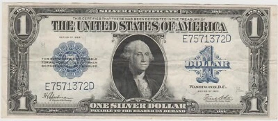 1923 $1 One Dollar Silver Certificate Note Horse Blanket Large Size Banknote. - Image 1 of 4