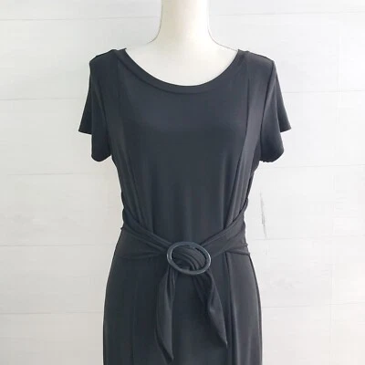 NWT Perceptions - Black short sleeve stretch midi dress, 10P - Image 1 of 4