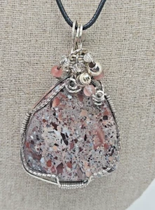 Artisan Sterling Silver 925 Wire Wrapped Brown Jasper Dangle Bead Necklace 16" - Picture 1 of 4