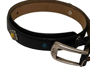 Brighton Silver Buckle Heart Design Leather Belt Sz ML 32” 06303 - Picture 1 of 15