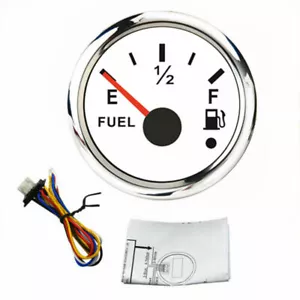 2'' 52mm fuel level gauge 240-33/0-190ohm white for car marine red led USA STOCK - Picture 1 of 7