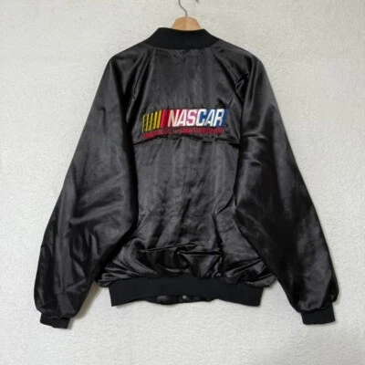 Chaqueta de bombardero de satén NASCAR de colección años 90 XL EE. UU. Carreras bordada castaño rojizo ropa deportiva Foto 1 de 4