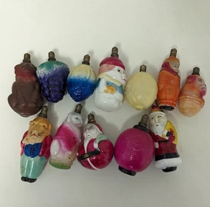 Antique Christmas Light Bulb x 12 - Santa Lion Dog Fruit - Untested  - Picture 1 of 13