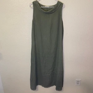 Terzo Millennio grün 100% Leinen Made in Italy Größe Medium Spitzenbesatz minimalistisch - Bild 1 von 7