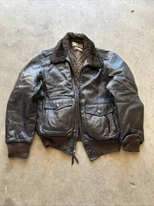 Vintage L.L. Bean Leather Bomber Jacket Size 42. Brown 1980’s Leather Jacket!! - Picture 1 of 24