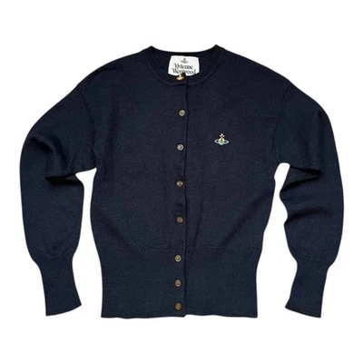 Vintage Vivienne Westwood wool navy button cardigan orb logo sweater size S M - Image 1 of 4