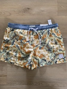 American Eagle Badehose über Knie XL Island Palmen Wellen Hibiskus Neu mit Etikett - Bild 1 von 12