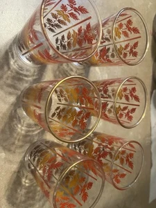 set of 6 vintage juice glasses Fall Leaves - Picture 1 of 3