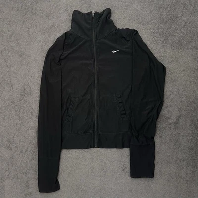vintage y2k nike track jacket Zip Up Women’s Medium Black Activewear Running - Image 1 of 4