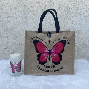 Tragetasche Schmetterling rosa für Frauen Glasdose 16 Unzen - Bild 1 von 6