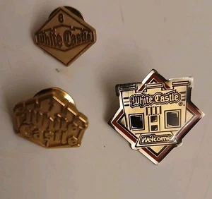 RARE Collectible Gold Tone WHITE CASTLE Hamburgers Lapel Pins - Picture 1 of 2