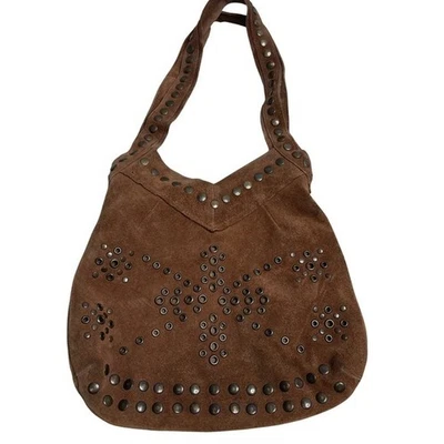 Vintage American Eagle Leather Suede Hobo Bag Purse Studded Boho Hippie Festival - Image 1 of 4